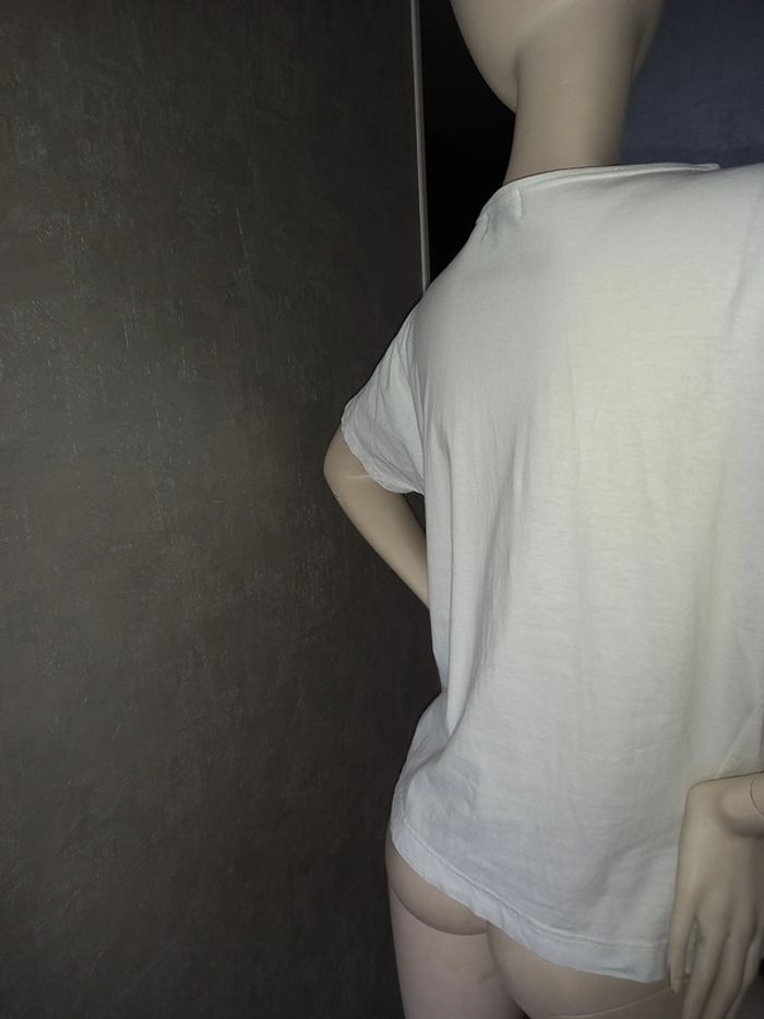 tee shirt blanc ajouré en haut et perle alex bargoudian taille 40 - photo numéro 2
