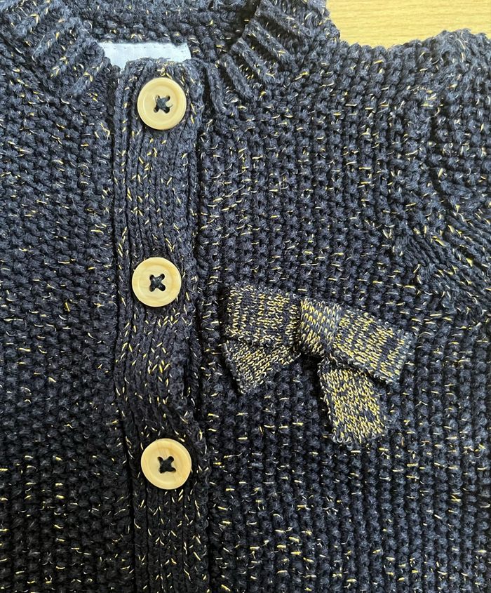 Gilet bébé bleu marine et doré 1M - photo numéro 3