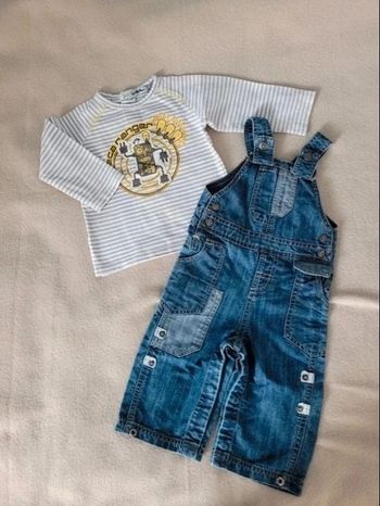 ensemble salopette et t-shirt tape à l'oeil 12 mois