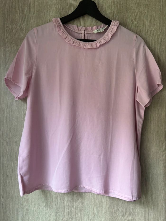 Blouse Balzac rose poudré col volanté - T38 - photo numéro 5