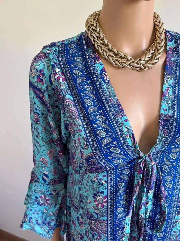 Kimono long imprimé neuf en soie taille unique - photo numéro 5