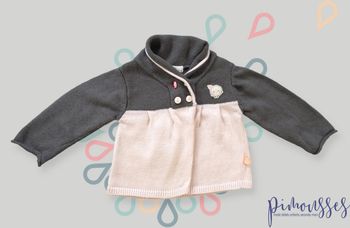 Gilet cardigan tricot rose gris nuage Du Pareil Au Même 6 mois fille