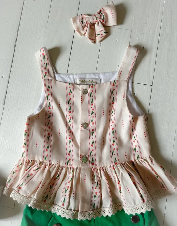 Blouse top et noeud créatrice imprime romantique 7 ans - photo numéro 5