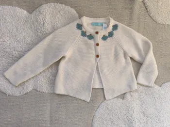 🧺 Gilet brodé Obaïbi – Taille 12 mois – Maille douce, excellent état