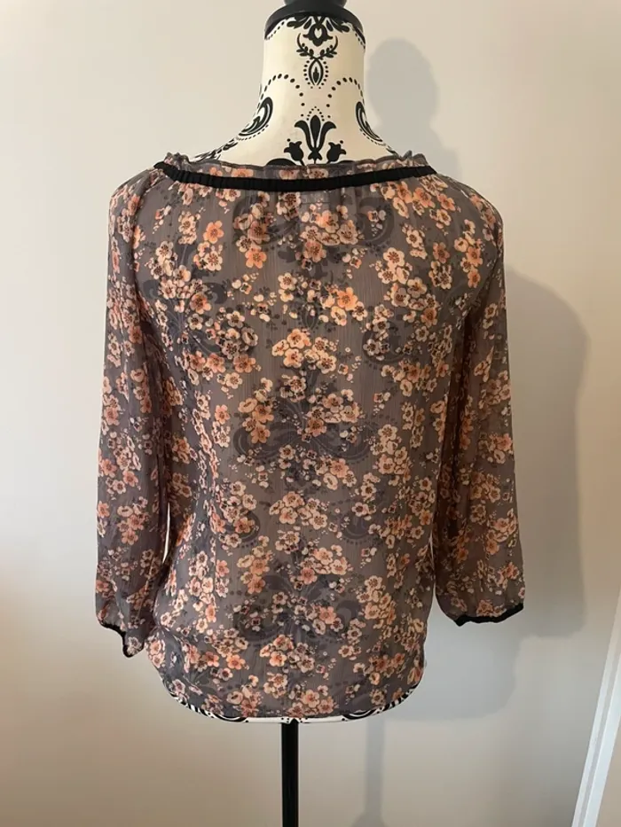 Blouse fleurie La Redoute - Manche 3/4 - Taille 34 - photo numéro 5