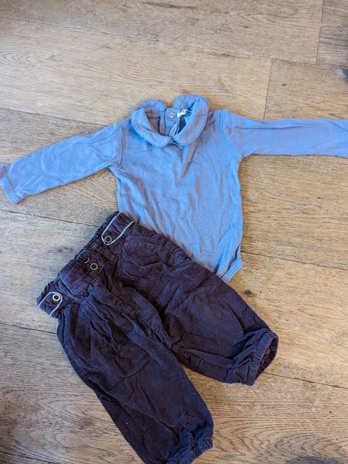 Ensemble bodie à col pantalon velours cocoon 12 mois