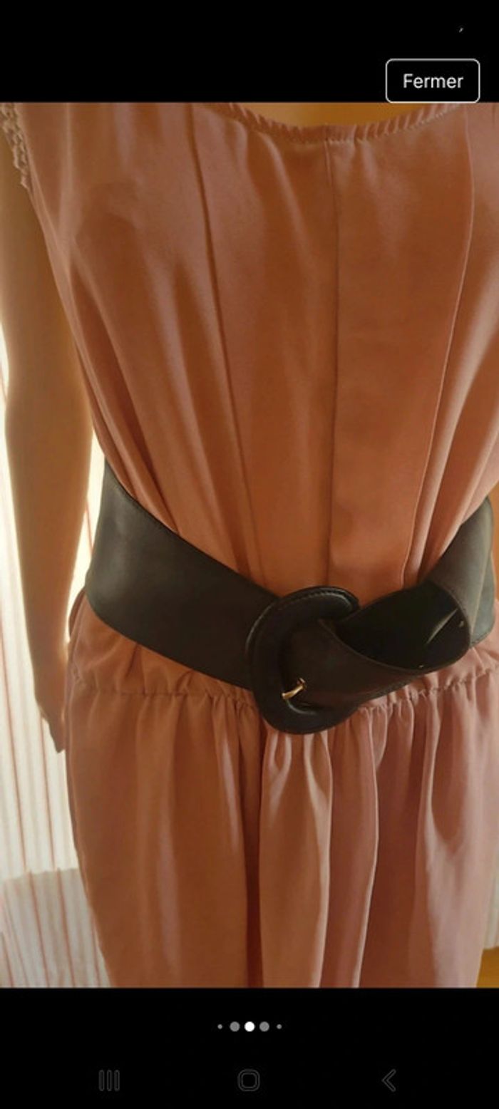 Ceinture large en cuir noir Flora Fleur 80cm - photo numéro 7
