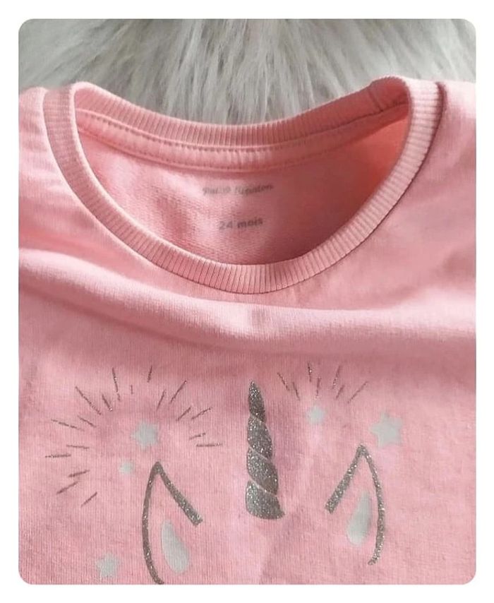 Pull sweat avec motif argenté licorne Pat & Ripaton 24 mois - photo numéro 3