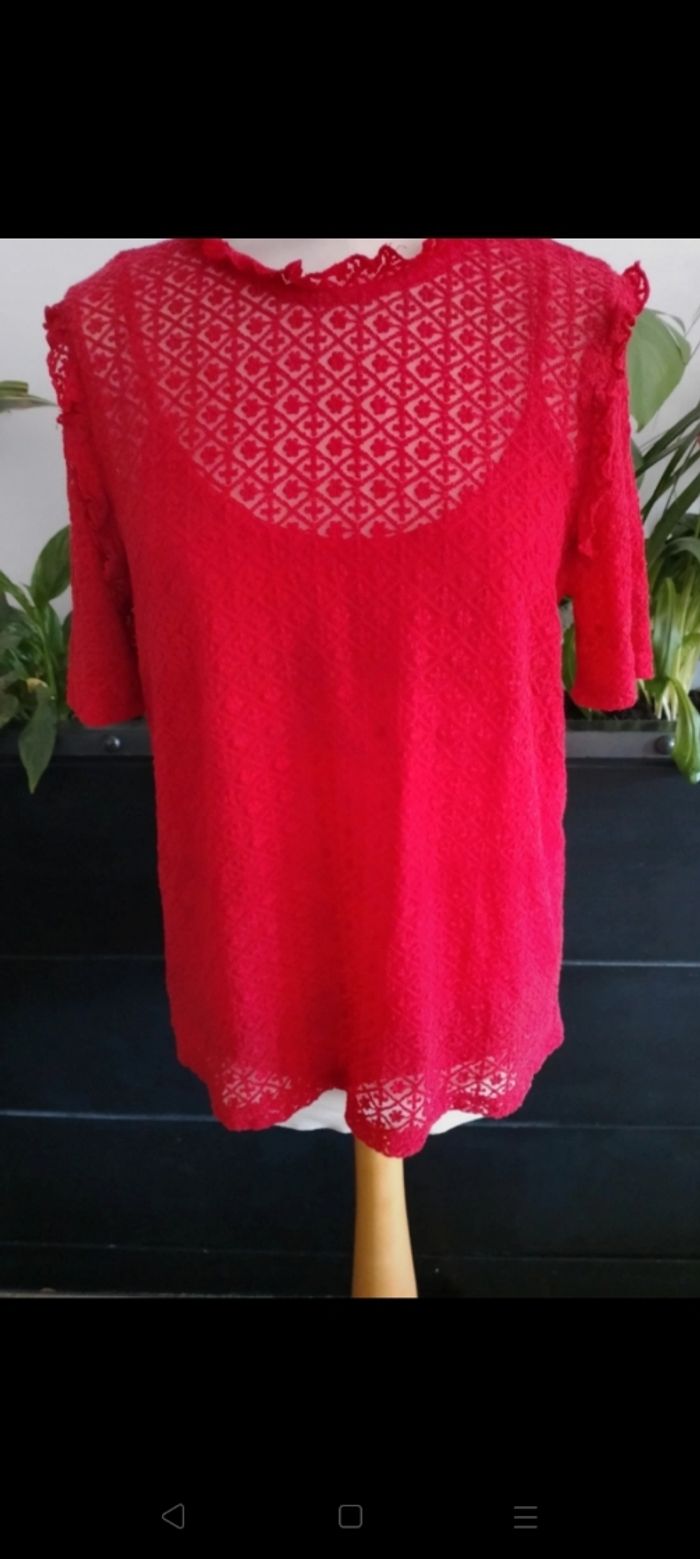 Blouse rouge manches courtes Bonobo - photo numéro 3
