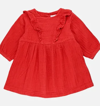 Robe à manches longues 6 mois en coton bio Petit Bateau