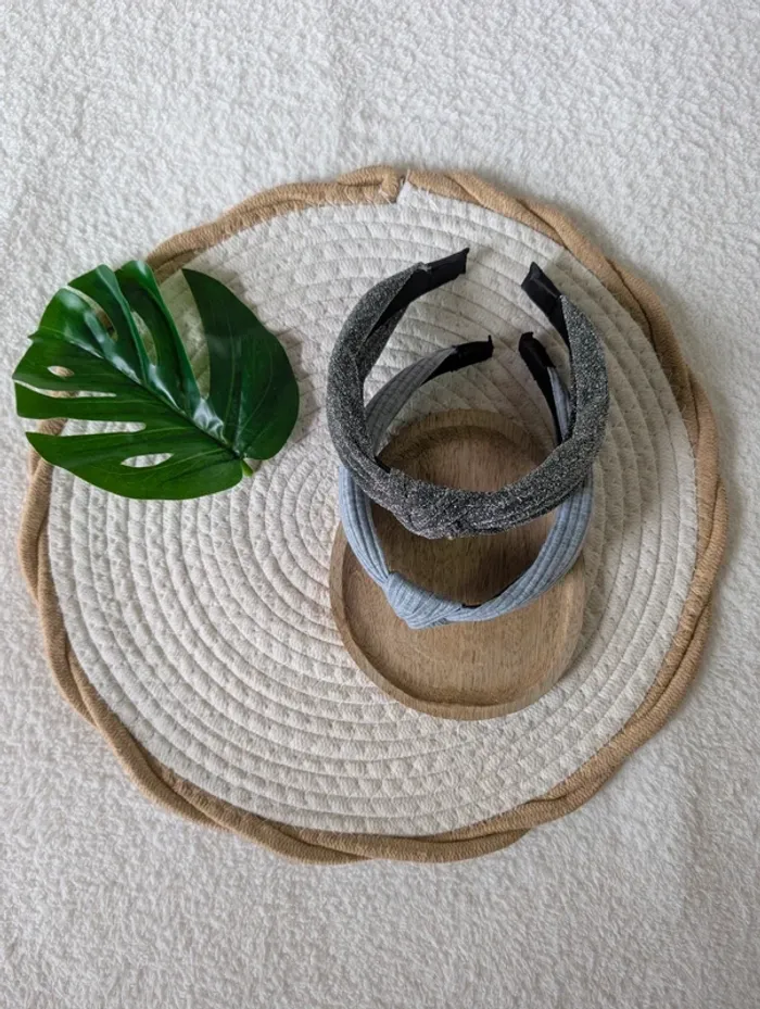 🎀 Lot de serre-têtes – gris pailleté & gris clair