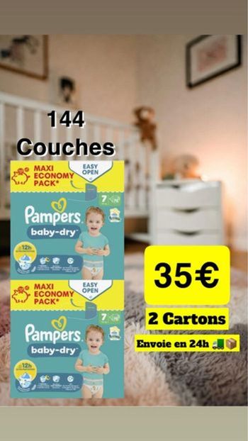 Couches Pampers baby dry taille 7 Neuf Lotx2