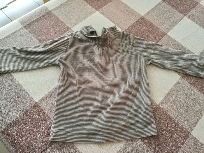 Sous pull 92 cm rayé blanc/gris in extenso