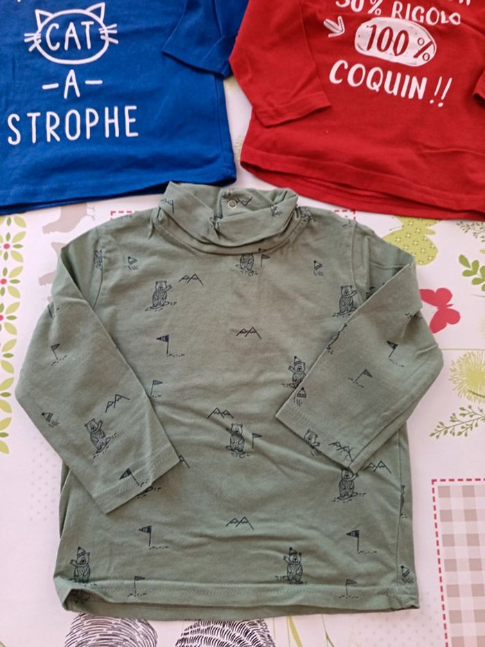 Lot de 3 tee-shirt col roulé Gémo 12 mois - photo numéro 4