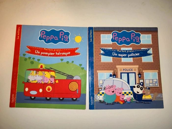 Lot de 2 livres Peppa pig sur les pompiers et gendarmes