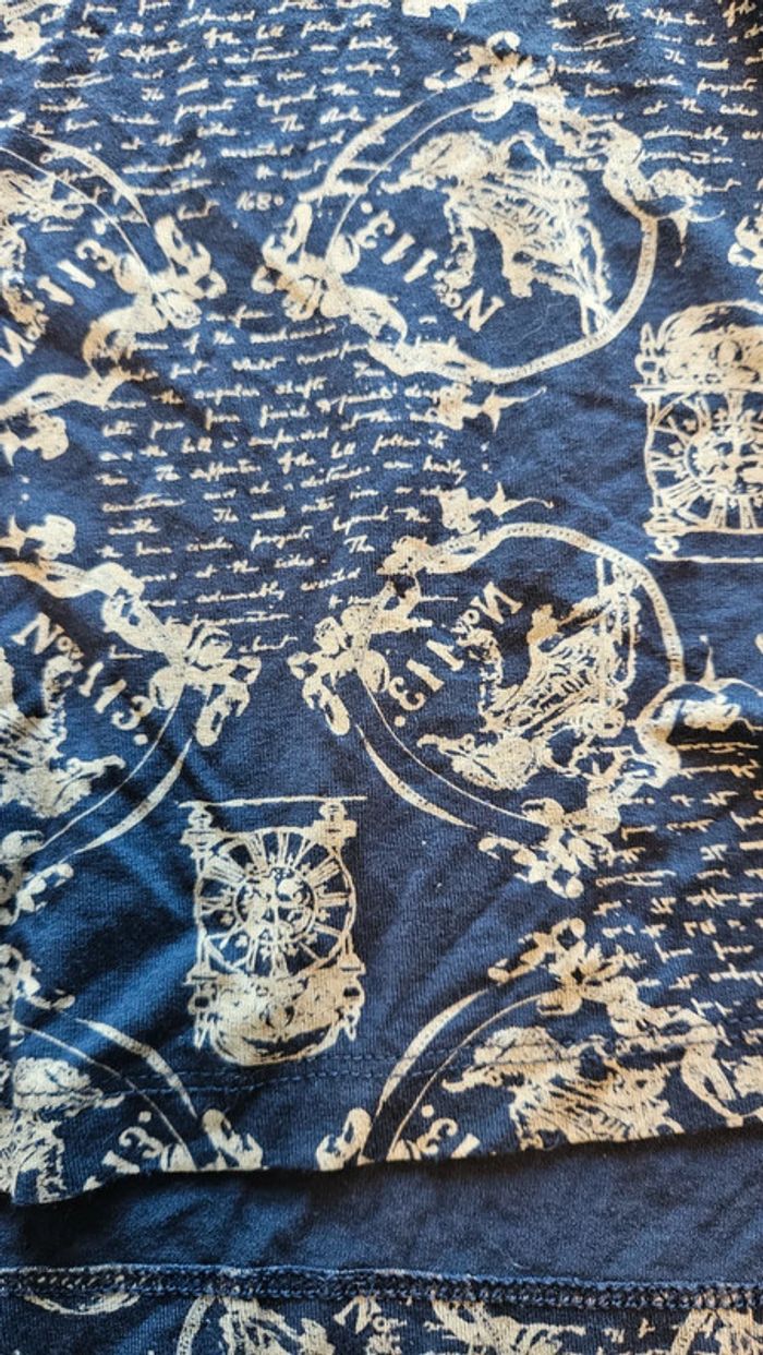 Rbe courte de grossesse, manches courtes, cache coeur, bleu motifs beiges, Noppies,M, nickel - photo numéro 4