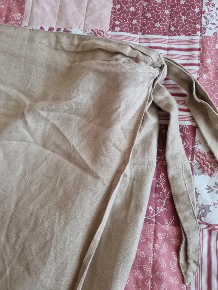 Jupe porte-feuille à nouer lin beige taille 46 très bon état - photo numéro 7