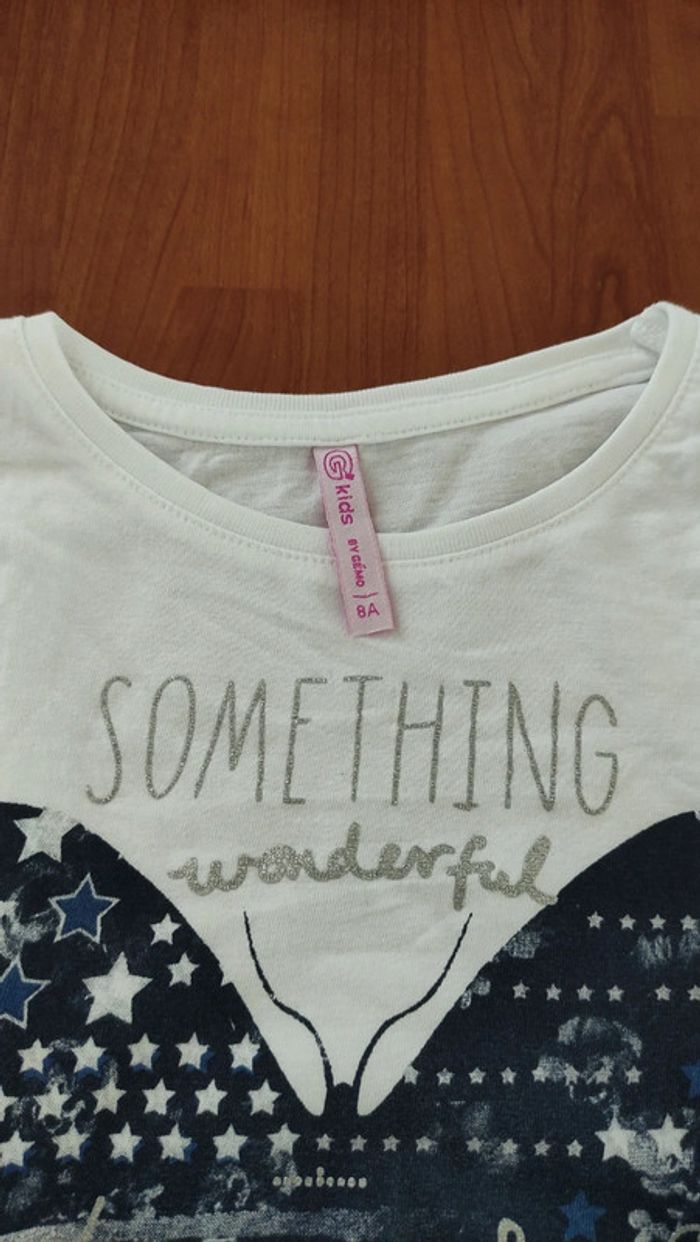 Tee shirt blanc motif papillon Gémo 8 ans - photo numéro 4