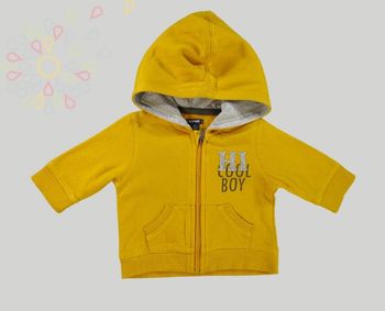 Veste capuche molleton jaune cool boy Kiabi 1 mois 52 – 55 cm garçon