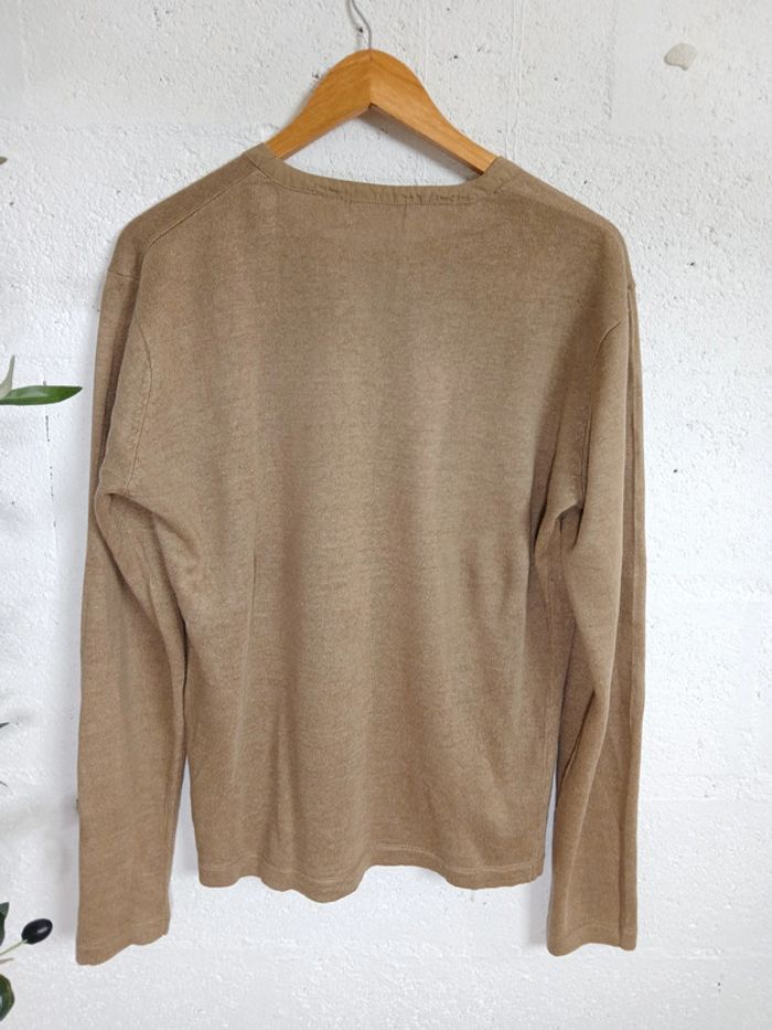 🧥 Pull col V en lin – Soft Grey / La Redoute – Taille L - photo numéro 4