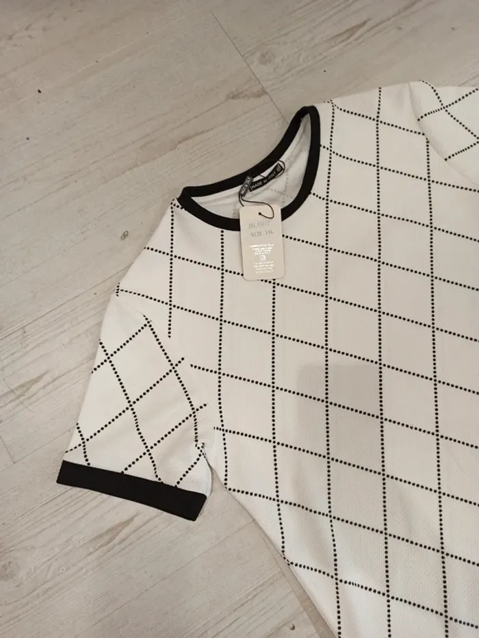 Tee shirt uni blanc avec imprimés noir homme xxl - photo numéro 2