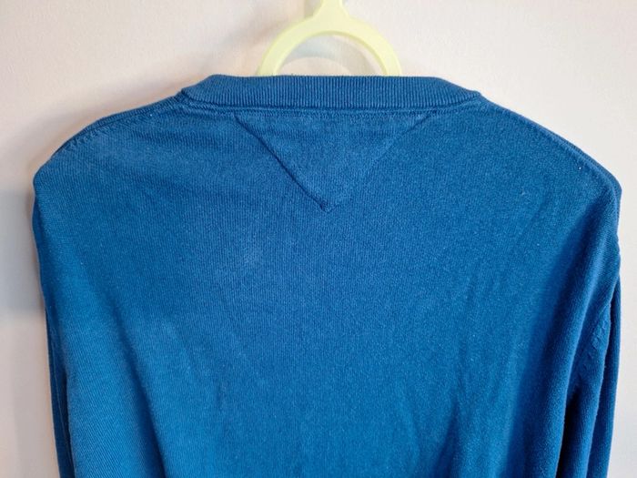 Pull tommy hilfiger bleu homme - taille XL - col V - coton - photo numéro 8