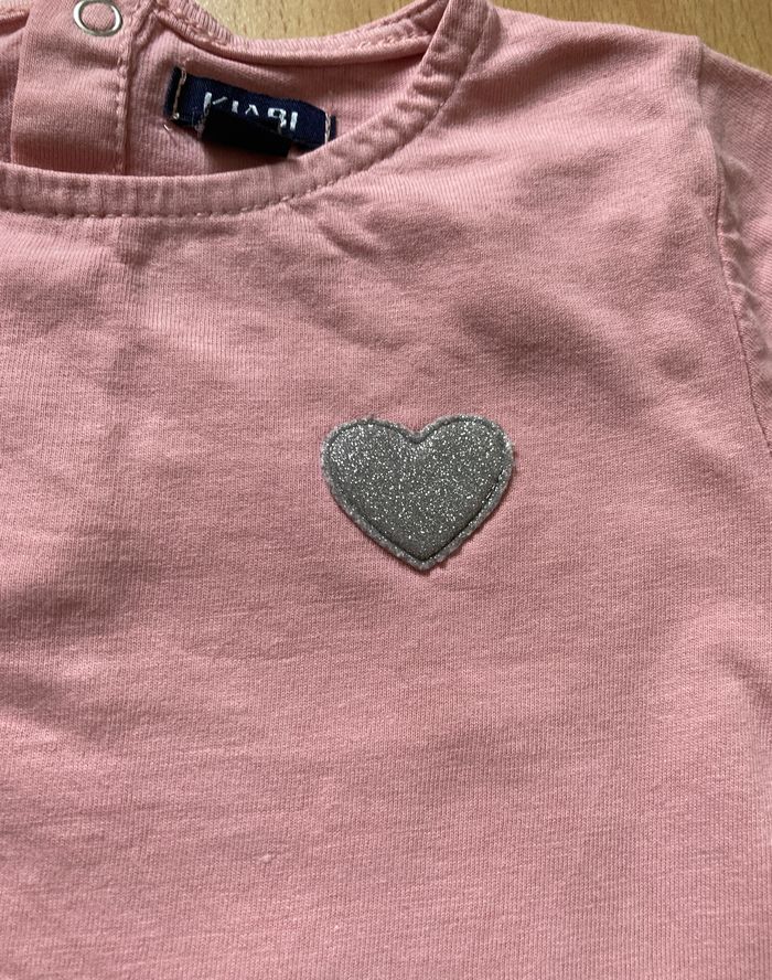 T-shirt manches longues bébé fille coeur pailleté 18 mois - photo numéro 2