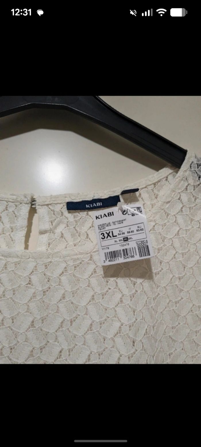 Magnifique blouse Kiabi en dentelle blanc écru. Taille 54/56 - photo numéro 8