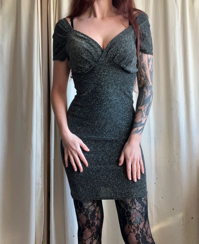 Robe moulante paillettée vintage made in France 🇫🇷 90s party - Taille S/M/L - photo numéro 4