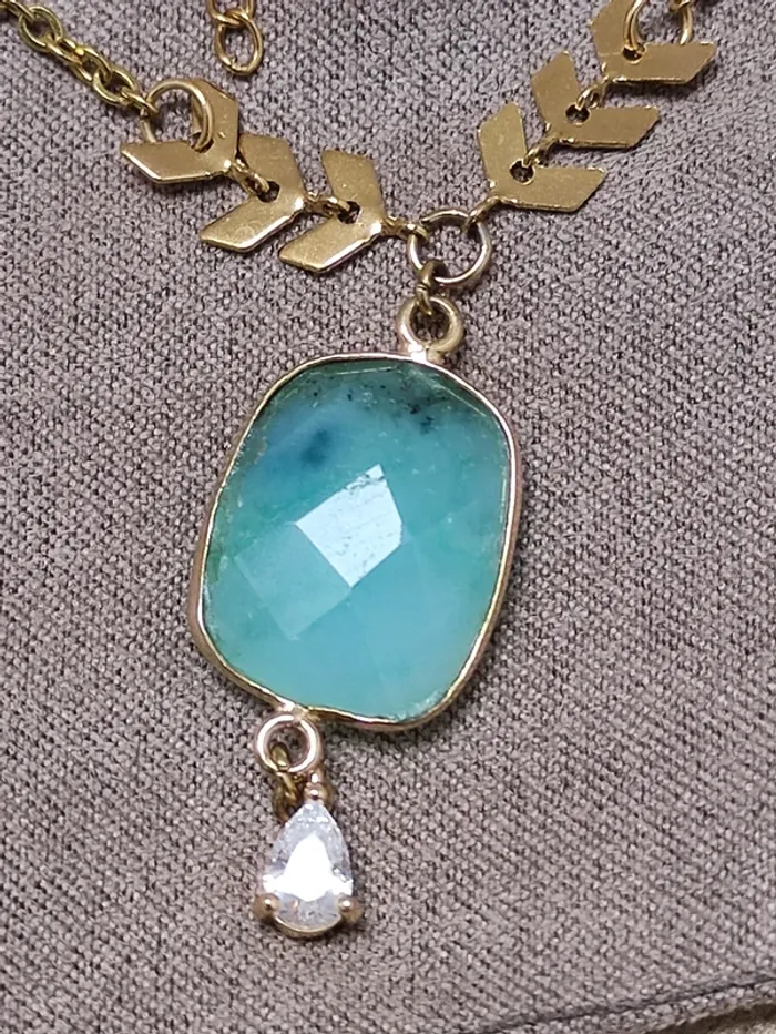 🌊 lagon 🩵 magnifique collier pierre semi précieuse chrysoprase - photo numéro 5