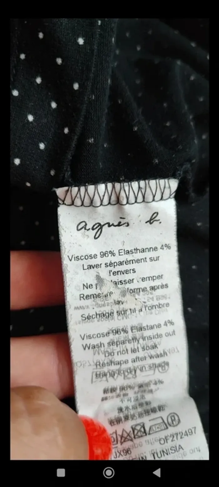 Robe noir à pois blanc Agnès B taille 2 moulante manches 3/4 - photo numéro 7