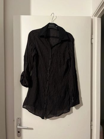 Chemise à carreaux marron et noir