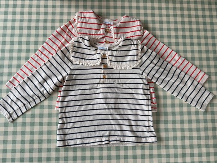 Ensemble salopette et 2 t-shirt manches longues Bout’chou 24 mois - photo numéro 3