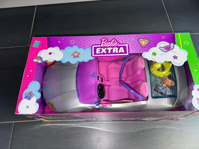 Barbie Extra Cabriolet argenté, Voiture pour poupée, 2 Places, Intérieur Rose - photo numéro 7