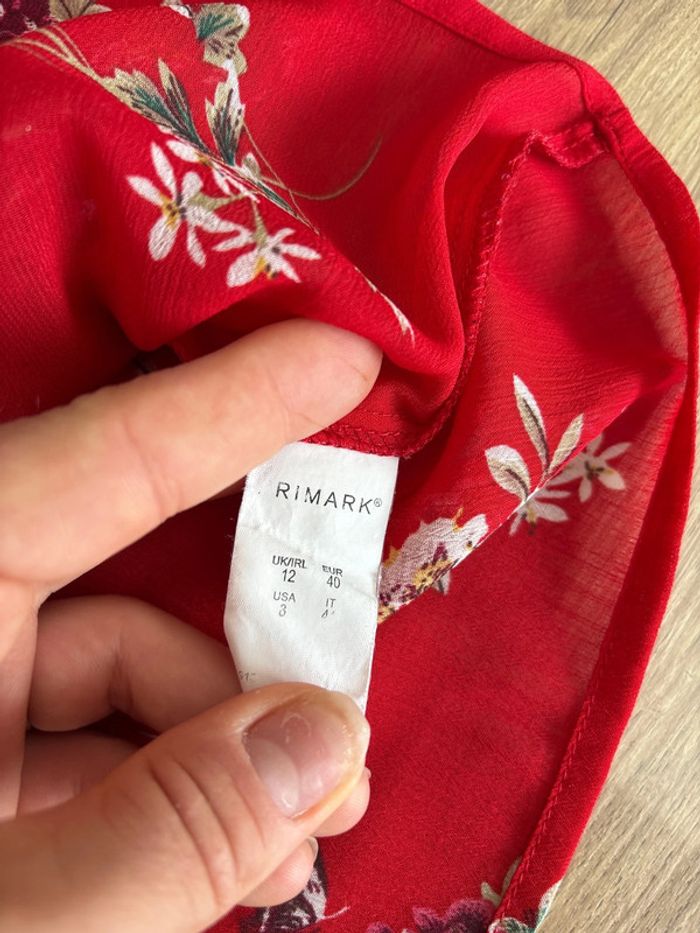 Blouse femme rouge fleuri - photo numéro 4