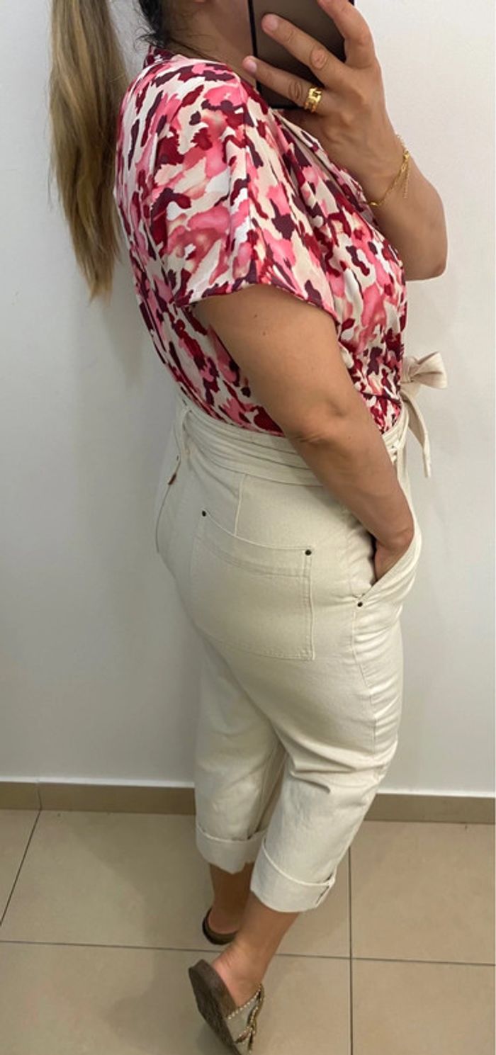 🌸 Top imprimé Woman  col v froncé devant Taille M - photo numéro 4