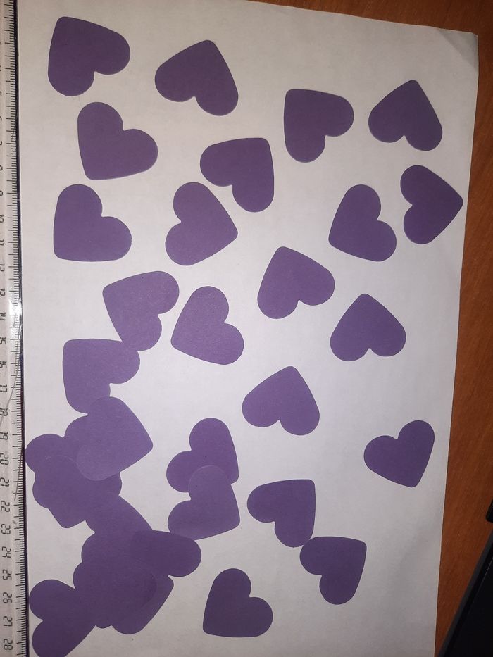 30 cœurs violet decoupe papier environs 3cm idéal décoration babyshower et scrapbooking