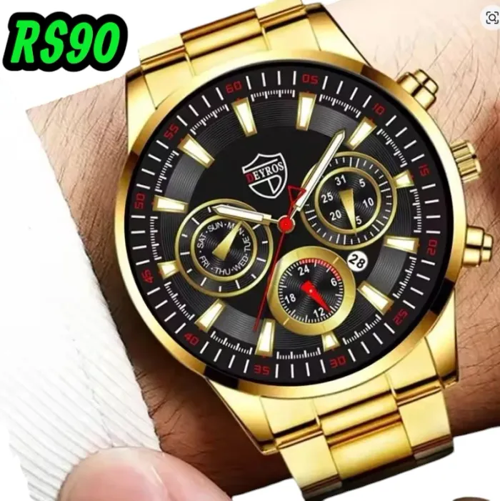 Montres hommes Top marque de luxe montre en or calendrier avec bracelet en acier inoxydable neuf - photo numéro 2
