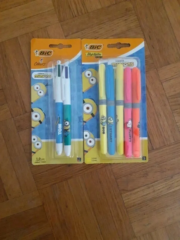 Lot 2 coffret stylo/surligneurs bic minions