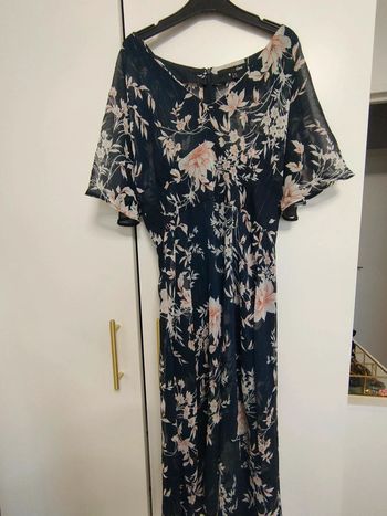 Robe habillée bleu et fleurie