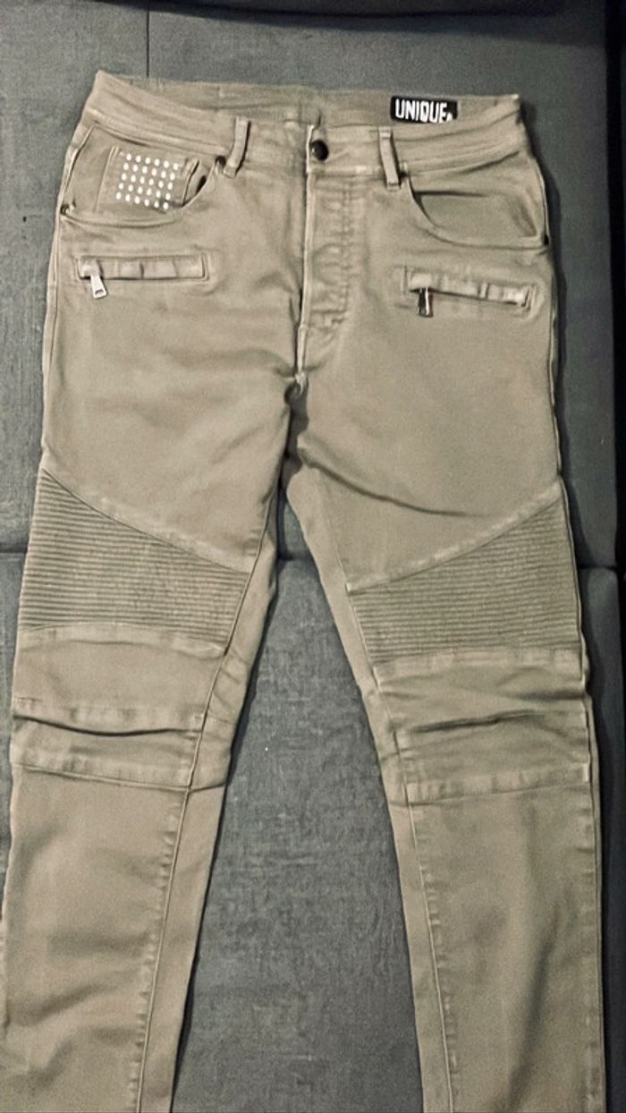 Jean unique droit slim homme kaki