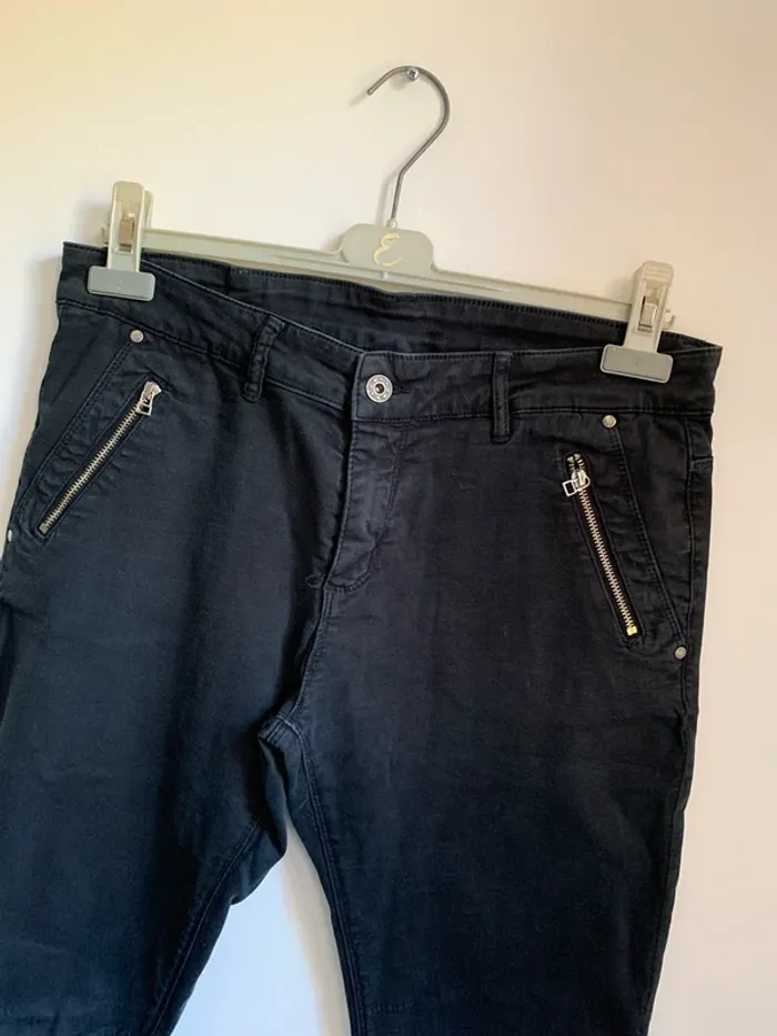 Pantalon slim noir à zips – Taille L/40 - photo numéro 2