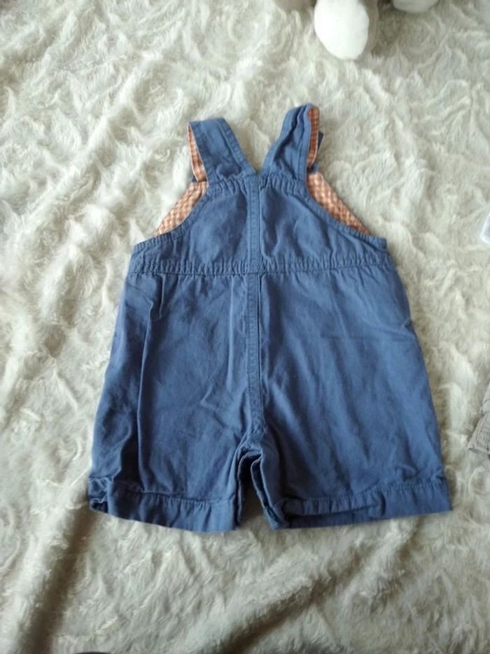 Ensemble (tee shirt+salopette+short) Garçon 6 mois dauphin pieuvre "ocean friends" 100% coton - photo numéro 8