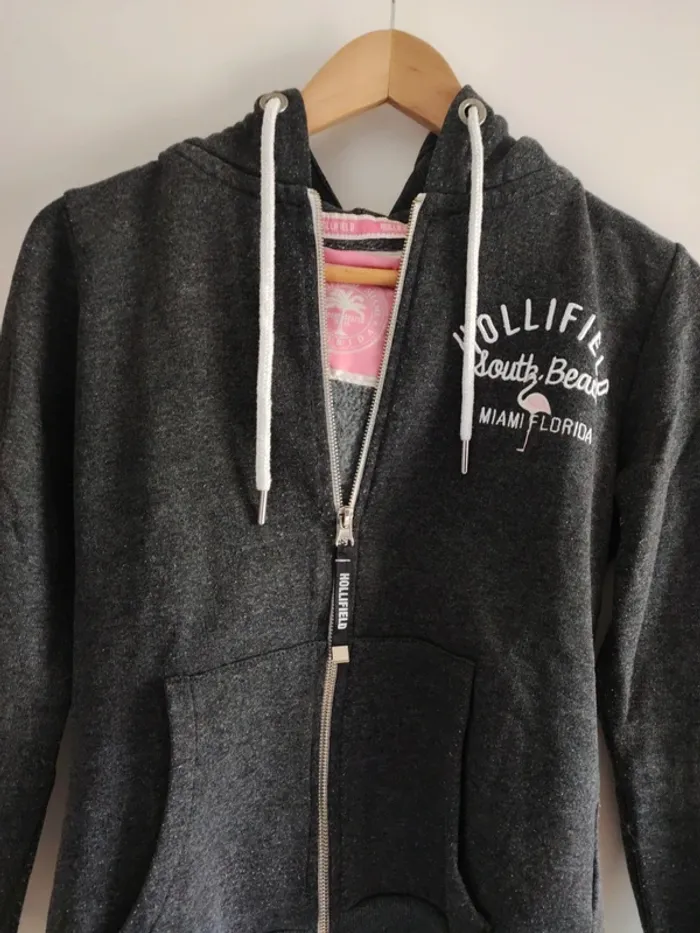 Sweat capuche zippé gris foncé chiné - Hollifield - S - photo numéro 3