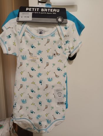 Lot 3 bodies 6 mois petit bateau neuf