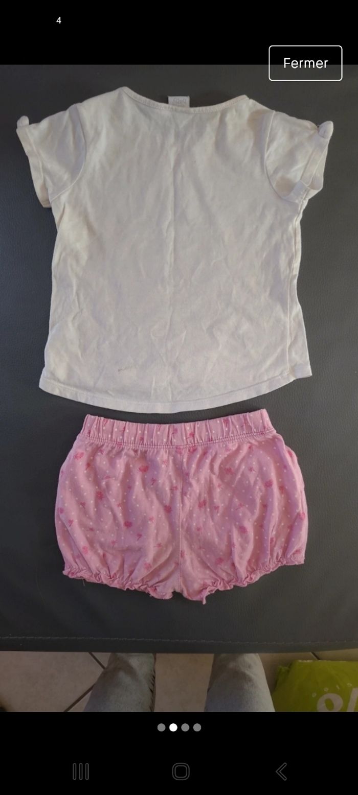 Ensemble short + tee-shirt fille 2 ans - photo numéro 2