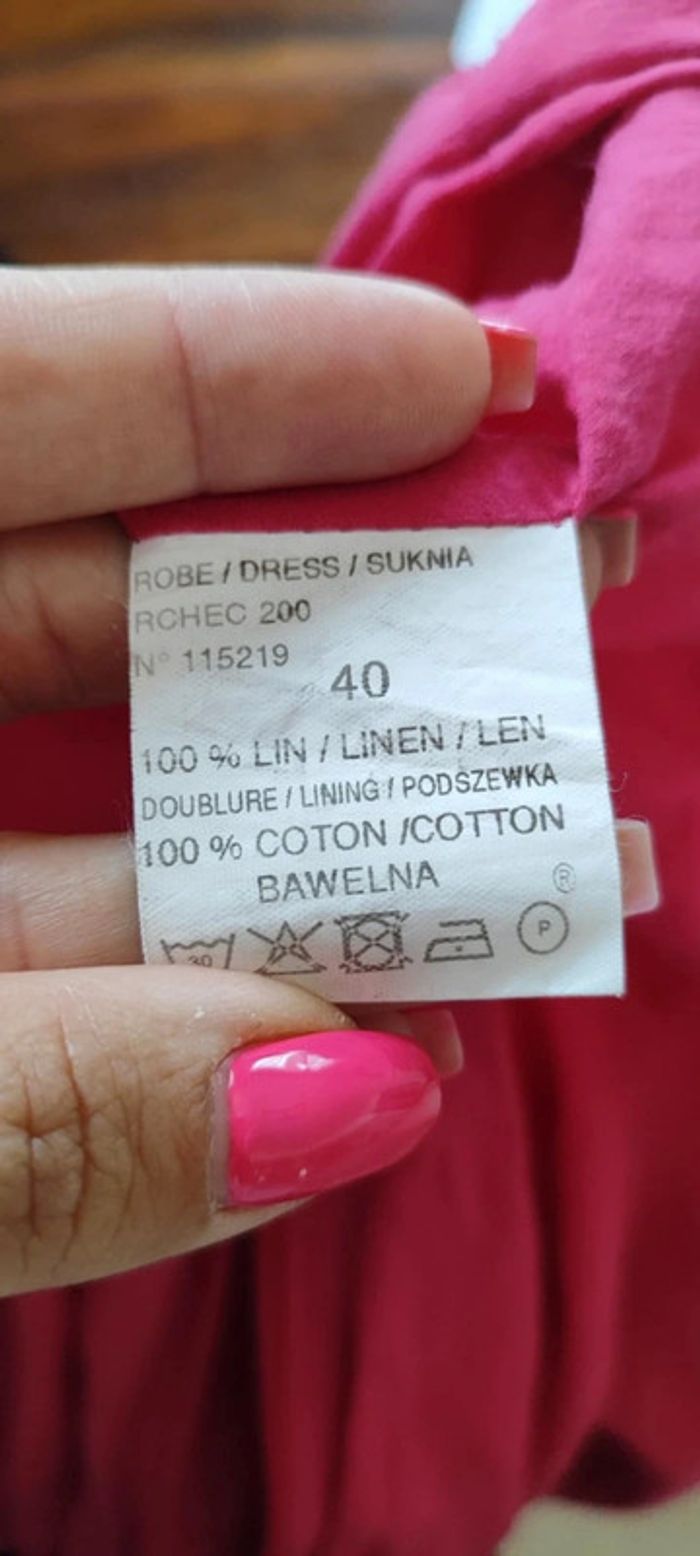 Robe sans manche Jacqueline Riu 40 rose fuchsia 100% lin - photo numéro 8