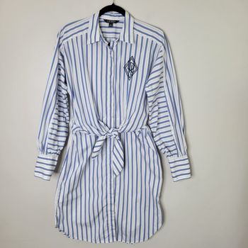 Robe-chemise Ralph Lauren en popeline de coton rayée. Neuve. Taille 6.