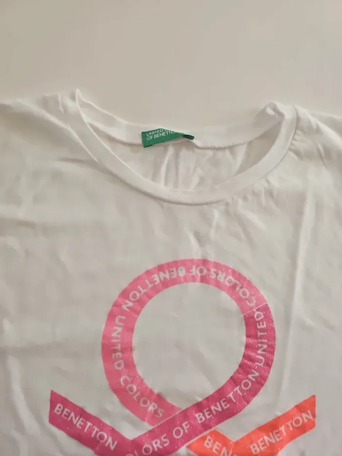 T-shirt à logo pailleté en coton bio United Colors of Benetton - photo numéro 2