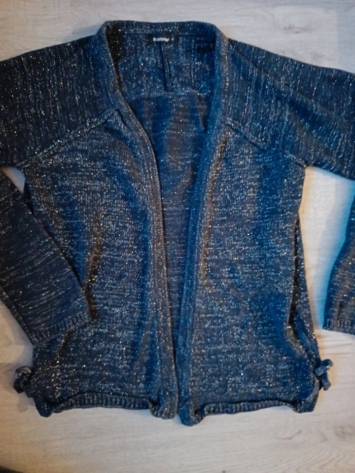 Gilet fille 14 ans in extenso tbe bleu marine paillete - photo numéro 8